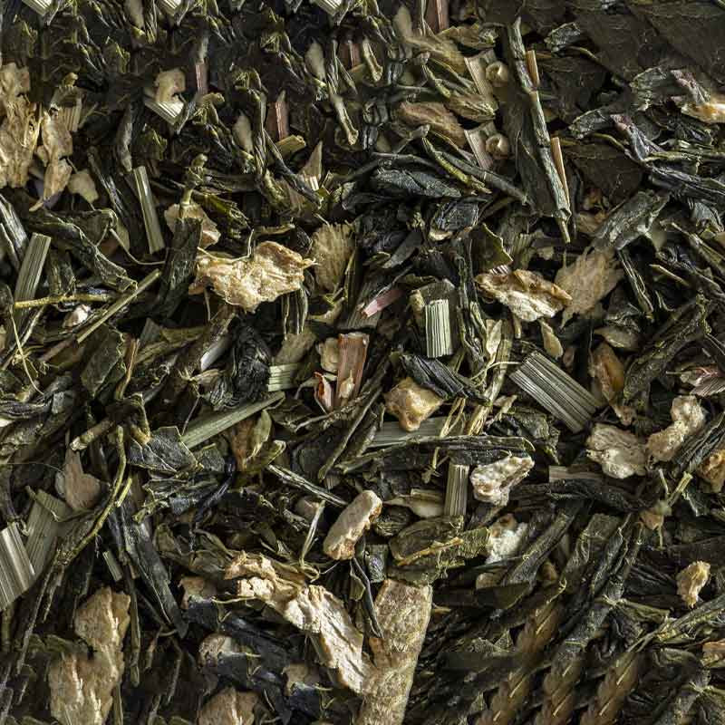 Thé vert GINGEMBRE CITRON, feuilles de thé en vrac - coupe fine spéciale