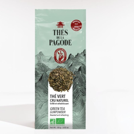 Thé vert bio Gunpowder, doux et pur - face