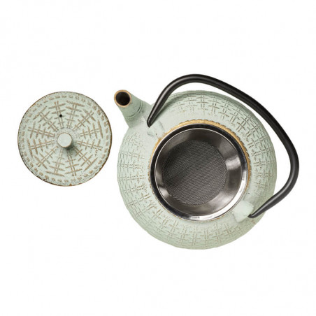 Théière en Fonte Vert d'eau - ouverte